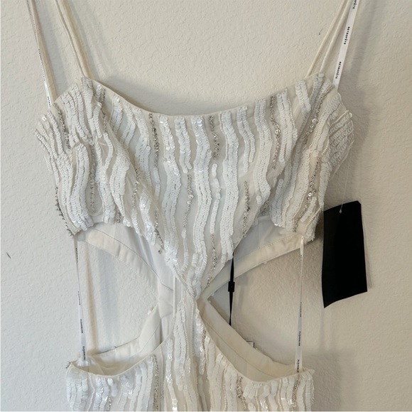 Retrofete Beverly Sequin Feather Mini Dress White NWT - Picture 8 of 8